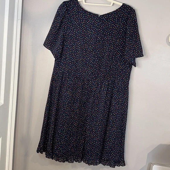 Madewell Flutter-Sleeve Ruffle-Hem Dress in Sugar Dot Navy Blue Size 14 - Picture 6 of 12
